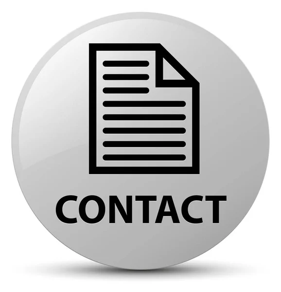Kontakt (ikona stránky) bílé kulaté tlačítko — Stock fotografie