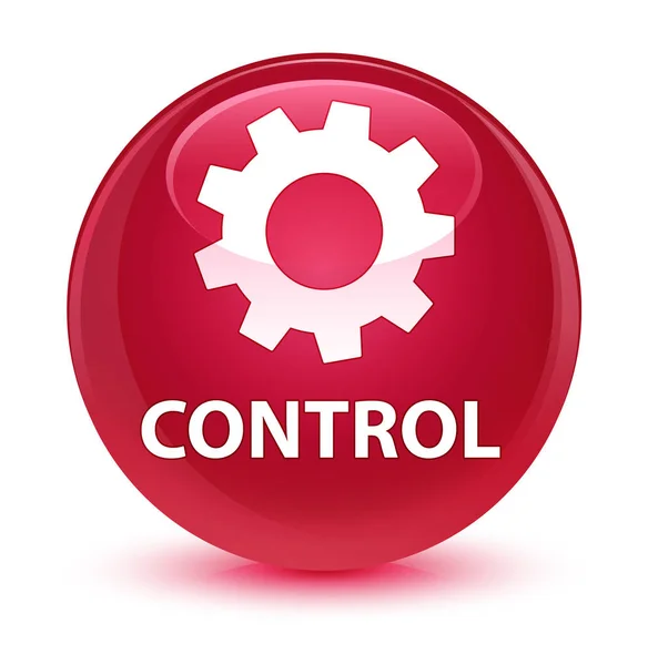Controllo (icona delle impostazioni) pulsante rotondo rosa vetro — Foto Stock