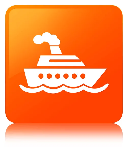 Icône de bateau de croisière bouton carré orange — Photo