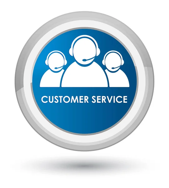 Atendimento ao cliente (ícone de equipe) botão redondo azul principal — Fotografia de Stock