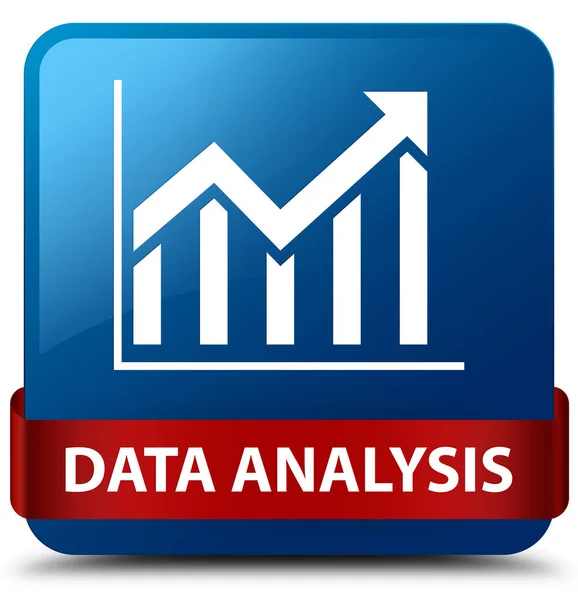 Data analysis (statistics icon) blue square button red ribbon in — Stock Photo, Image