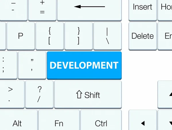 Development cyan blue keyboard button — Stock Photo, Image