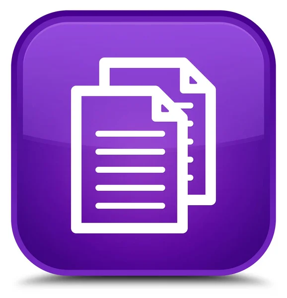 Піктограма документа спеціальна фіолетова квадратна кнопка — стокове фото