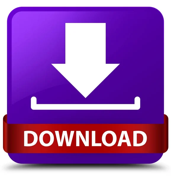 Download purple vierkante knop rood lint in Midden — Stockfoto