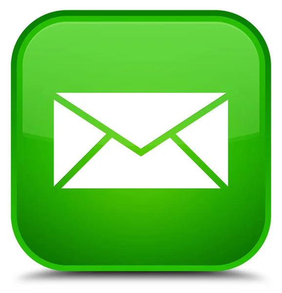 Ícone de e-mail botão quadrado verde especial — Fotografia de Stock