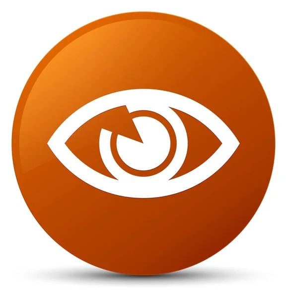 Ikona oka brązowy okrągły przycisk — Zdjęcie stockowe