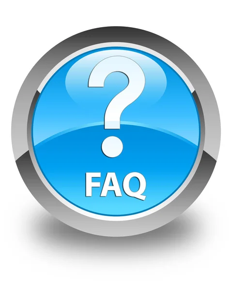 FAQ (fråga ikon) glossy cyan blå runda knappen — Stockfoto