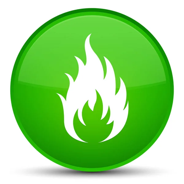 Tűz ikon különleges zöld kerek gomb — Stock Fotó