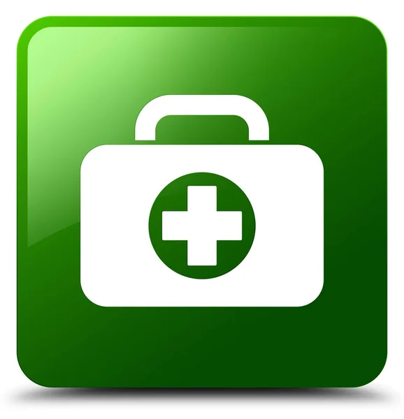 Kit de primeiros socorros ícone saco verde botão quadrado — Fotografia de Stock