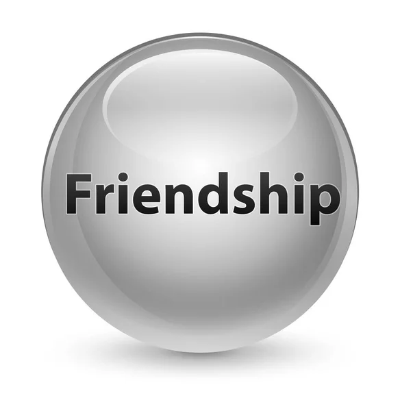 Дружба скляна біла кругла кнопка — стокове фото