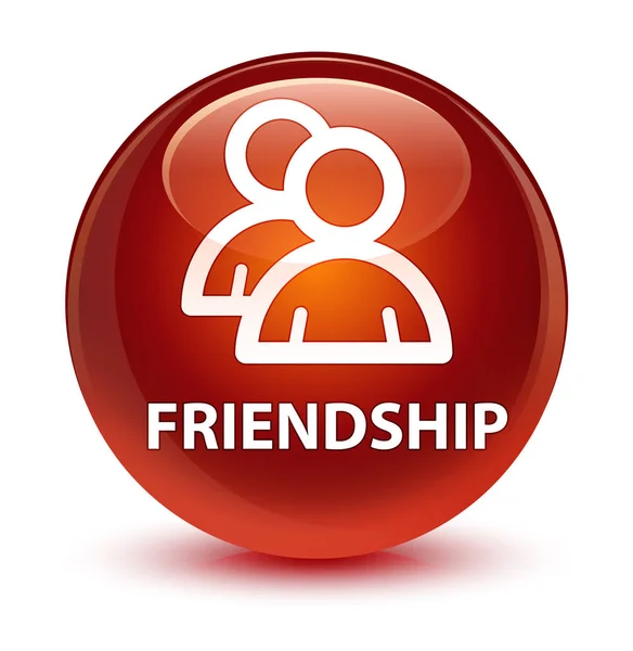 Friendship (group icon) glassy brown round button — Stock Photo, Image