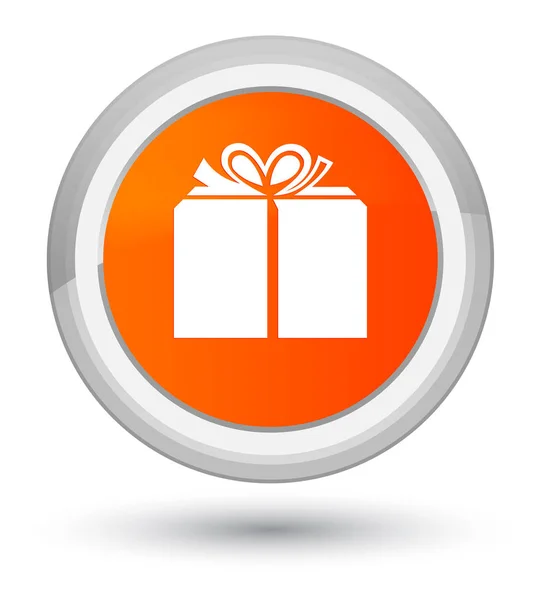 礼品盒图标橙色圆形按钮 — 图库照片