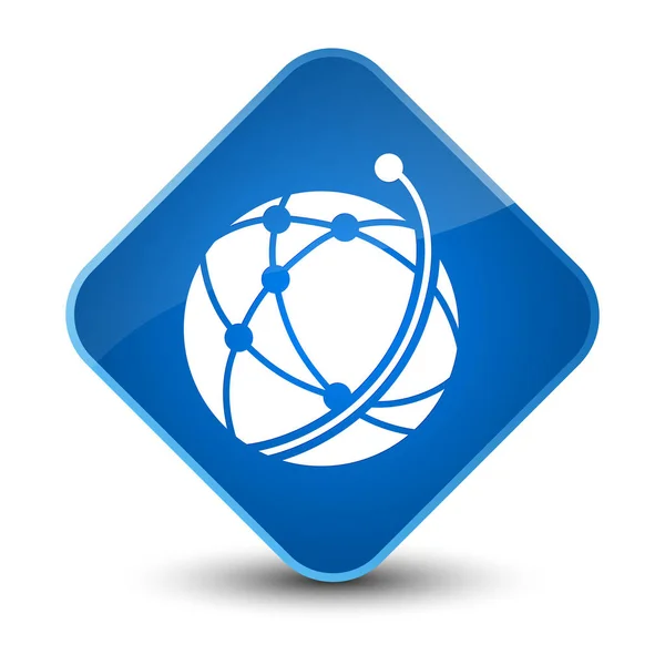 Globales Netzwerk-Symbol eleganter blauer Diamant-Knopf — Stockfoto