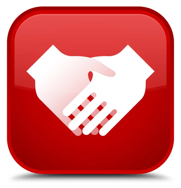 Handshake icon special red square button