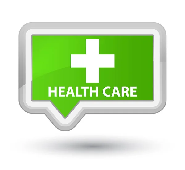 Cuidado de la salud (más signo) botón de bandera verde suave de primera —  Fotos de Stock