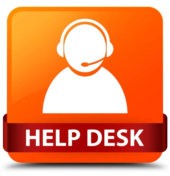 Helpdesk (pictogram van de zorg van de klant) oranje vierkante knop rood lint ik — Stockfoto