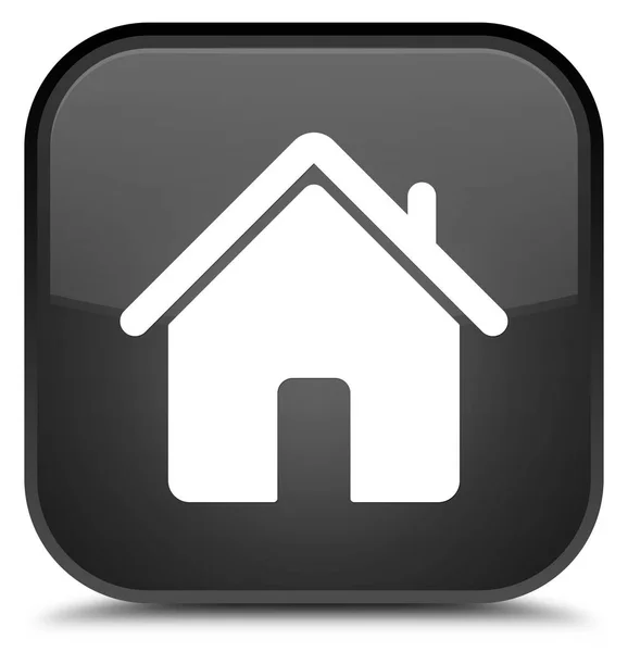 Ícone de casa botão quadrado preto especial — Fotografia de Stock