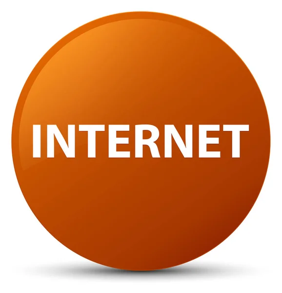 Internet kahverengi yuvarlak düğmesi — Stok fotoğraf