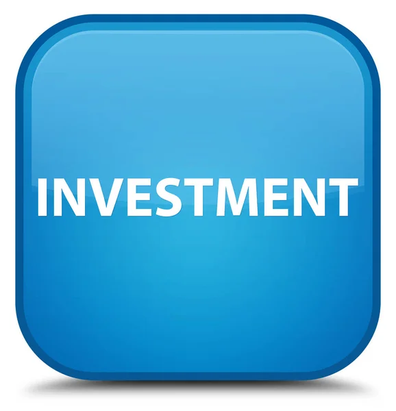Investeringen speciale cyaan blauw vierkante knop — Stockfoto