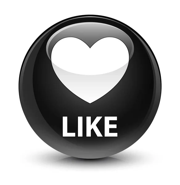 Como (ícone do coração) botão redondo preto vítreo — Fotografia de Stock