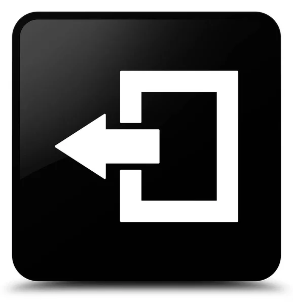 Cerrar sesión icono negro botón cuadrado — Foto de Stock