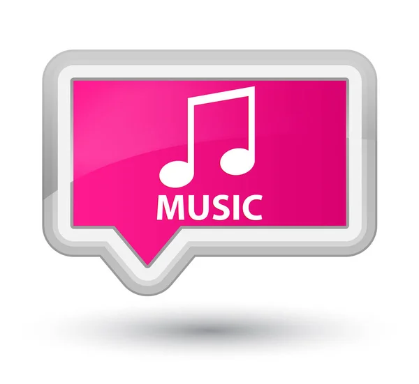 Muziektoets (tune pictogram) eerste roze spandoek — Stockfoto