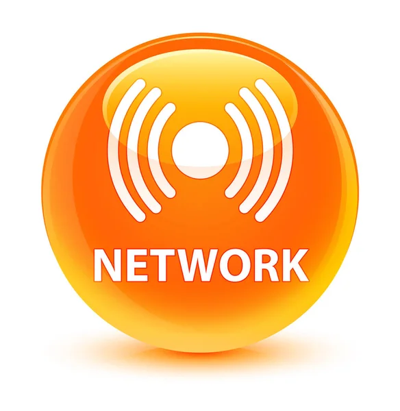 Nätverk (Signalikonen) glasartade orange runda knappen — Stockfoto