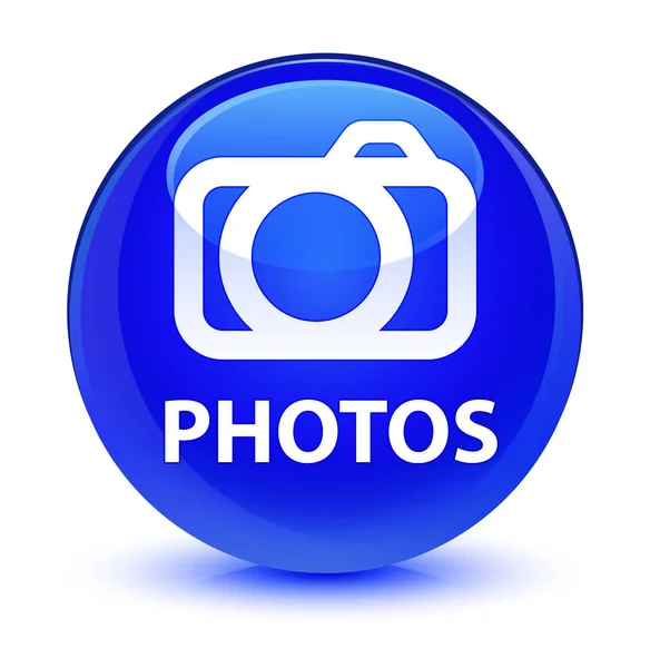 写真 (カメラのアイコン) ガラス ブルー ラウンド ボタン — ストック写真