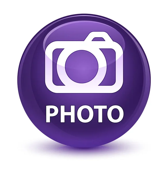 Фото (значок камеры) пурпурная круглая кнопка — стоковое фото