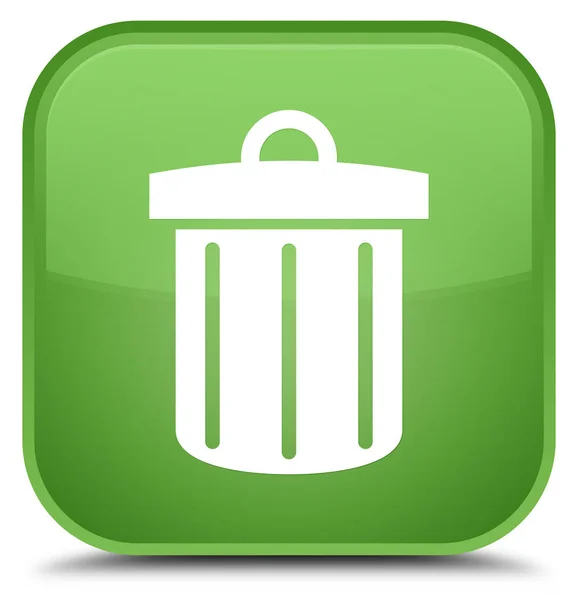 Recycle bin icon special soft green square button — Stock Photo, Image