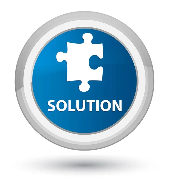 Lösningen (pussel-ikonen) prime blå rund knapp — Stockfoto