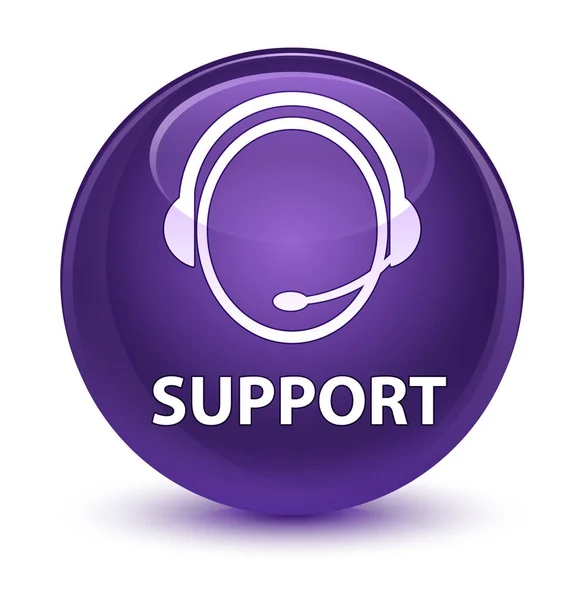 Support (customer care icon) glassy purple round button — Stock Photo, Image