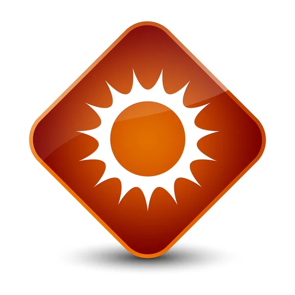 Icono del sol elegante botón de diamante marrón —  Fotos de Stock