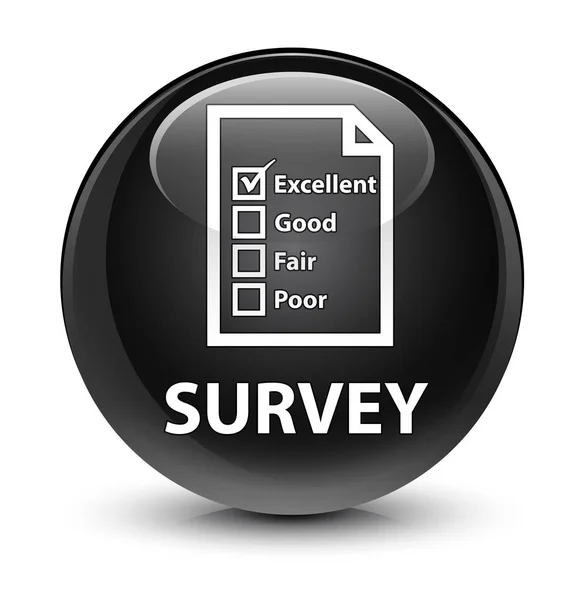 Survey (questionnaire icon) glassy black round button