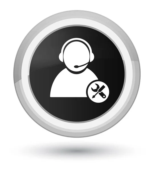 Техническая поддержка значок премьер черный круглый кнопка — стоковое фото
