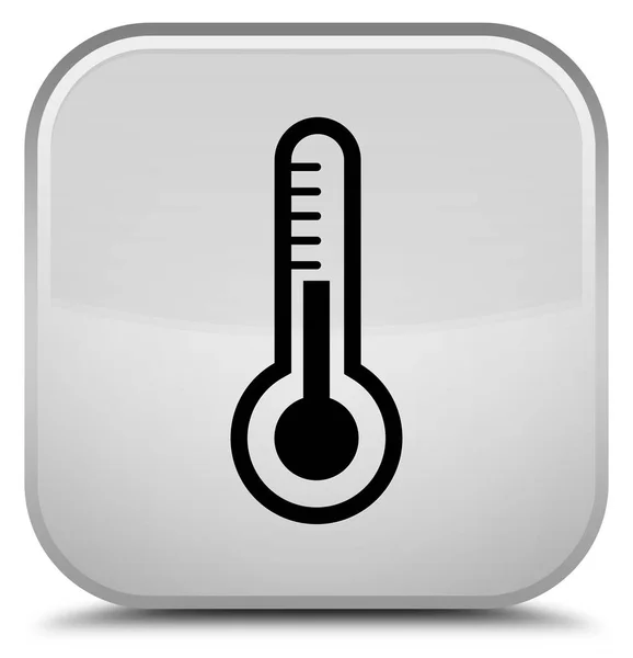 Ícone do termômetro botão quadrado branco especial — Fotografia de Stock