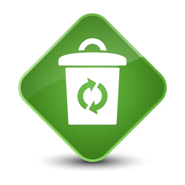 ゴミ箱アイコン エレガントな柔らかい緑色のひし形ボタン — ストック写真