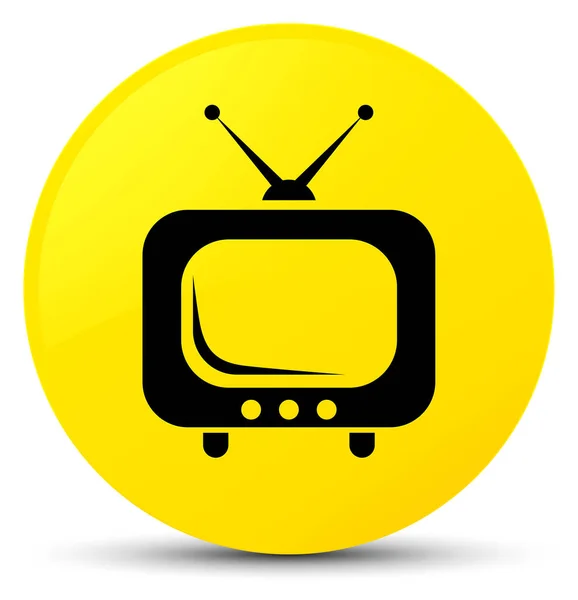 Піктограма телевізора жовта кругла кнопка — стокове фото
