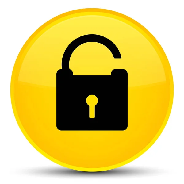 Odblokować specjalne żółty przycisk Okrągła ikona — Zdjęcie stockowe