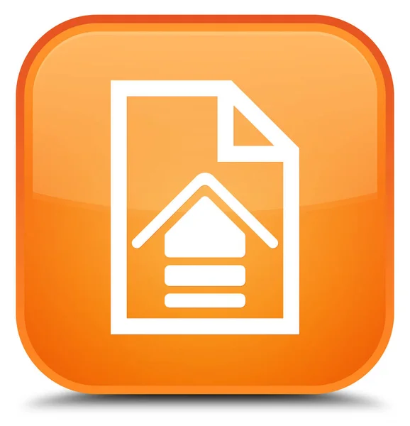 Upload document icon special orange square button — Stock Photo, Image