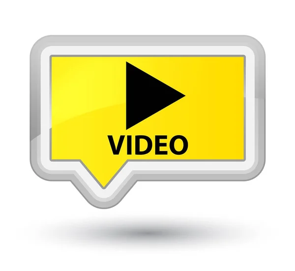 Vídeo botão banner amarelo primo — Fotografia de Stock