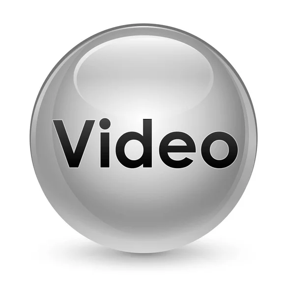 视频玻白色圆形按钮 — 图库照片