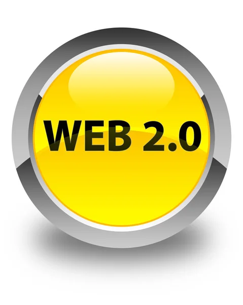 Web 2.0 błyszczący żółty okrągły przycisk — Zdjęcie stockowe
