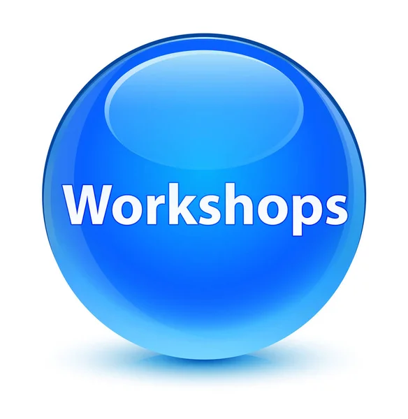 Workshops ciano vítreo botão redondo azul — Fotografia de Stock