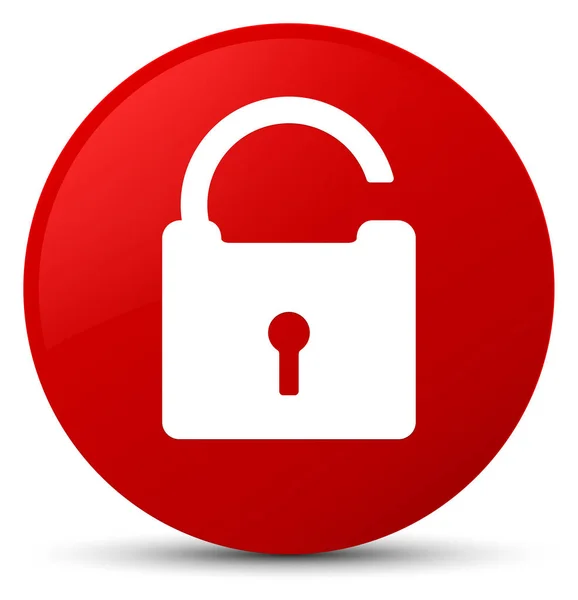 Unlock icon red round button — Stock Photo, Image