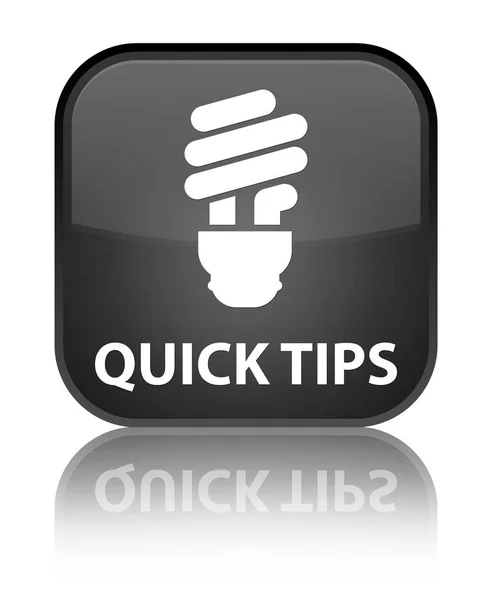 Quick tips (bulb icon) special black square button — Stock Photo, Image