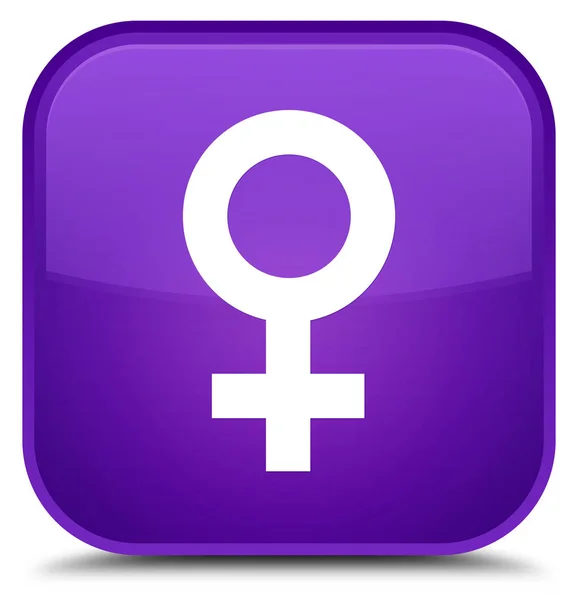 Female sign icon special purple square button — Stock Photo, Image