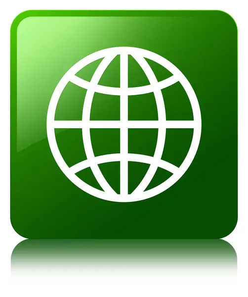 World icon green square button — Stock Photo, Image