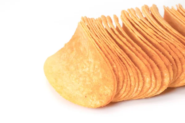 Potatis Chips Isolerad Vit Bakgrund — Stockfoto