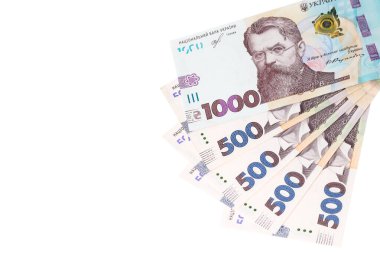 Ukraynalı para hryvnia closeup birçok adettir.
